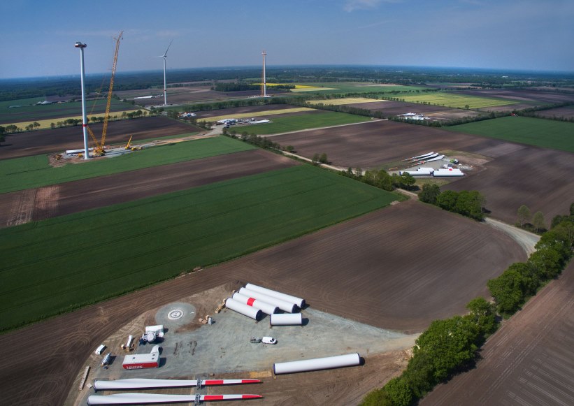 Der Windpark Hatten im Bau